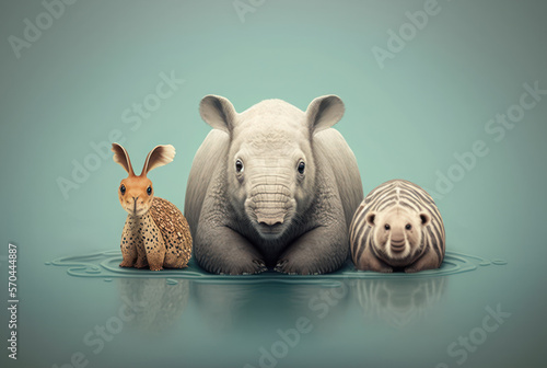 Animals with copy space background. World wildlife day concept. Generative ai. © ant