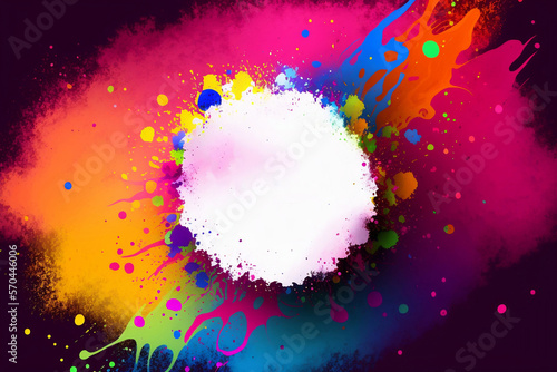 Abstract watercolor spray colorful background Happy Holi, AI