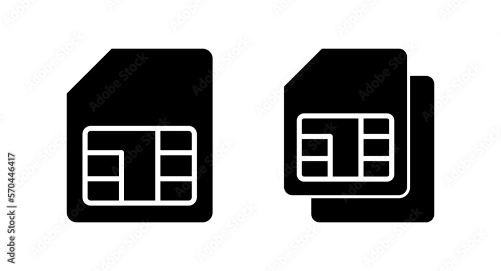 Sim card icon vector illustration. dual sim card sign and symbol Sim card icon vector illustration. dual sim card sign and symbol