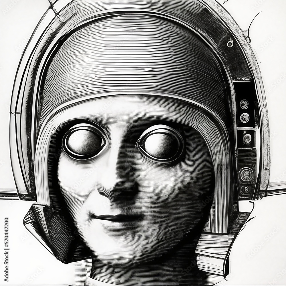 Leonardo da Vinci's sketch of a futuristic AI robot Stock Illustration
