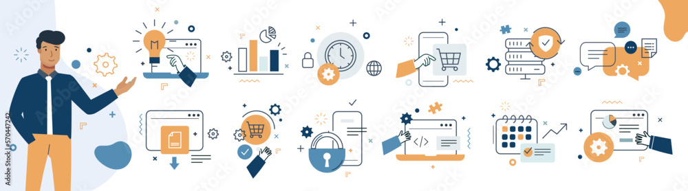 Business people analyzing marketing Business people analyzing marketing