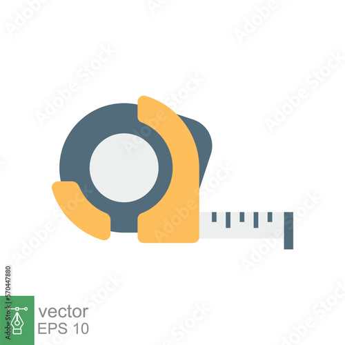 Measure tape icon. Simple flat style. Meter, length, metric, size concept for app and web. Vector illustration isolated on white background. EPS 10.