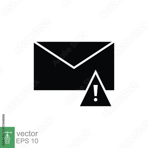 Warning alert message icon. Solid style for web template and app. Email, suspicious, letter, mail, news, notification, vector illustration design on white background. EPS 10.