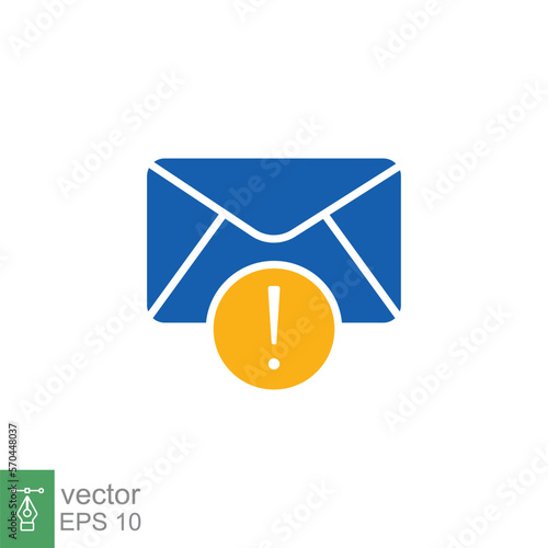 Warning alert message icon. Simple flat style for web template and app. Email, suspicious, letter, mail, news, notification, vector illustration design on white background. EPS 10.