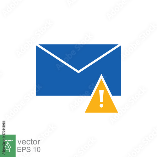 Warning alert message icon. Simple flat style for web template and app. Email, suspicious, letter, mail, news, notification, vector illustration design on white background. EPS 10.