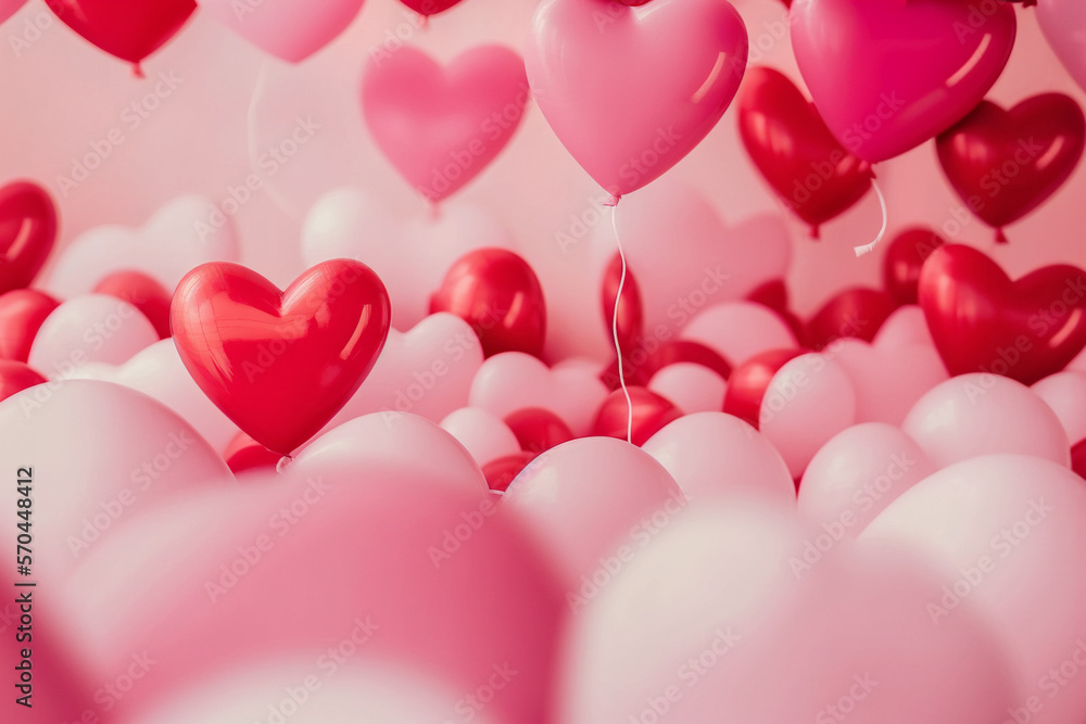 Heart Balloon Background for Valentine's Day - Generative AI technology