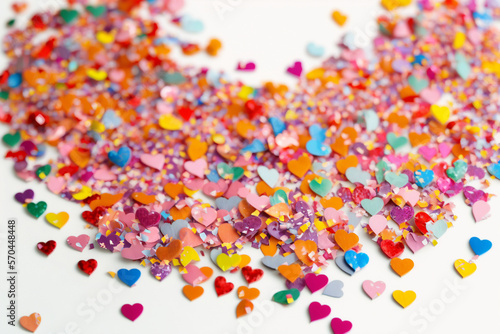 Heart Confetti Background for Valentine's Day - Generative AI technology