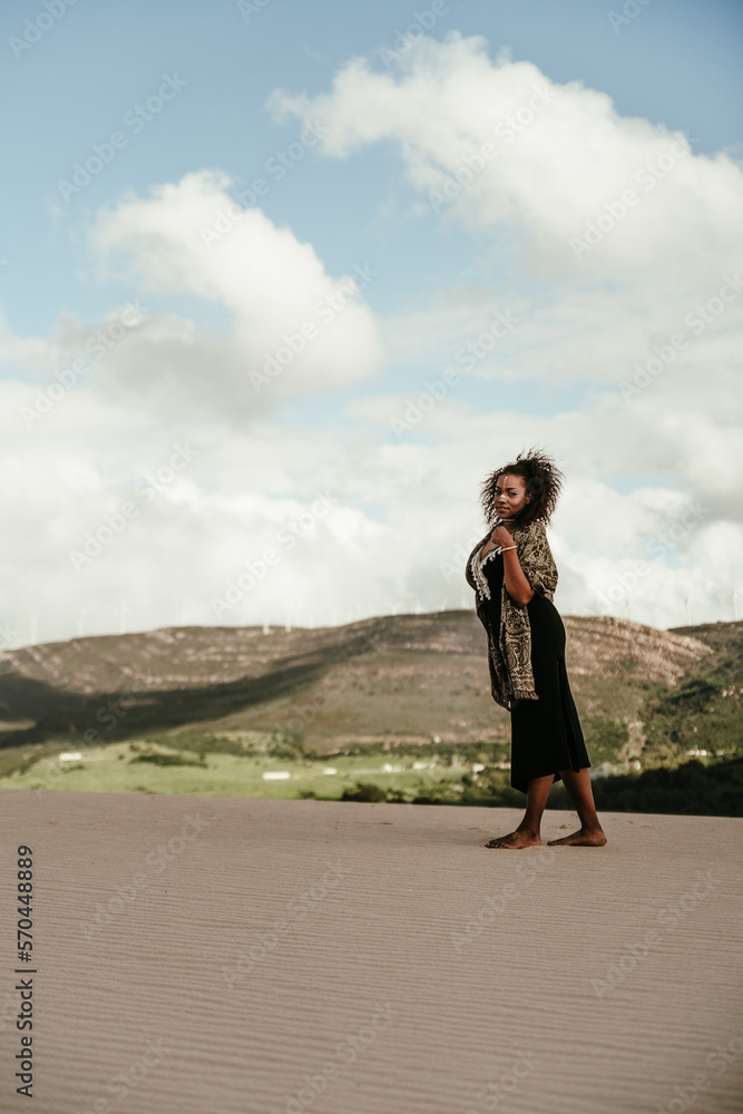 African girl with mountain in the background African girl with mountain in the background