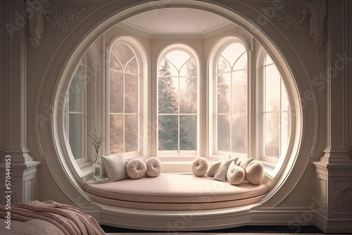 elegant bedroom reading nook in cream and white - generative
