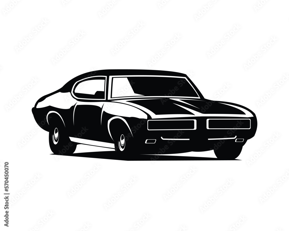 Pontiac GTO Judge logo seen from the side. amazing sunset view design. vector illustration available in eps 10.
