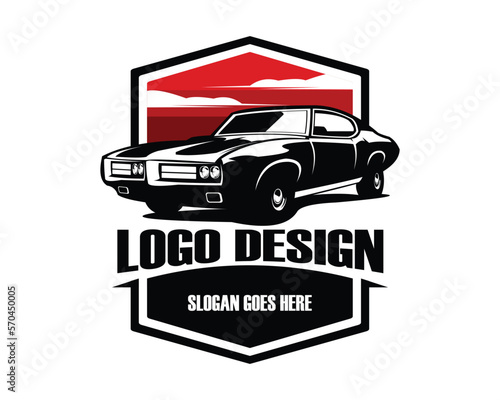 pontiac gto the silhouette judge. isolated white background view from side. Best for logo, badge, emblem, icon, sticker design, car industry. available in eps 10.