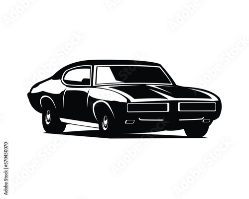 Pontiac GTO Judge logo seen from the side. amazing sunset view design. vector illustration available in eps 10.