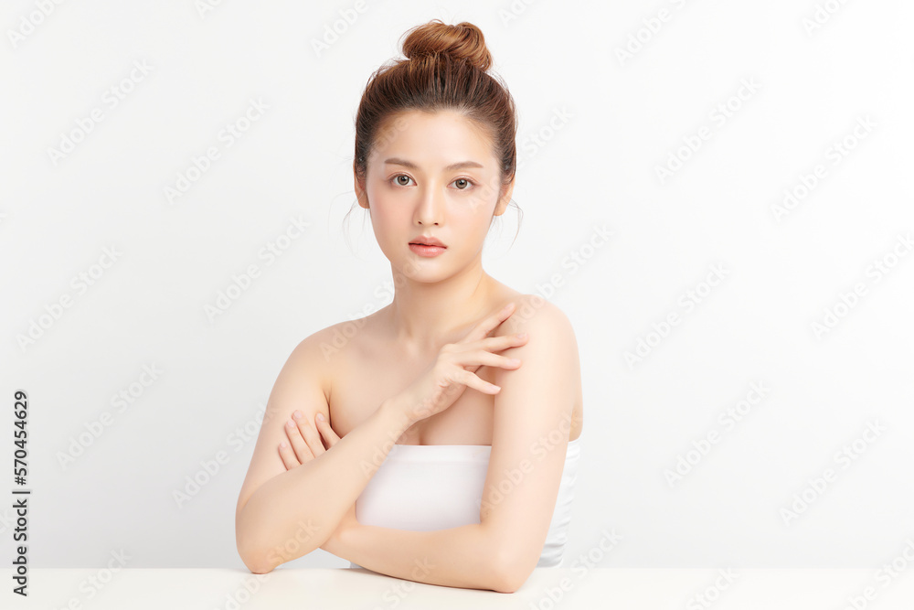 Beautiful young asian woman with clean fresh skin on white background, Face care, Facial treatment, Cosmetology, beauty and spa, Asian women portrait. Beautiful young asian woman with clean fresh skin on white background, Face care, Facial treatment, Cosmetology, beauty and spa, Asian women portrait.