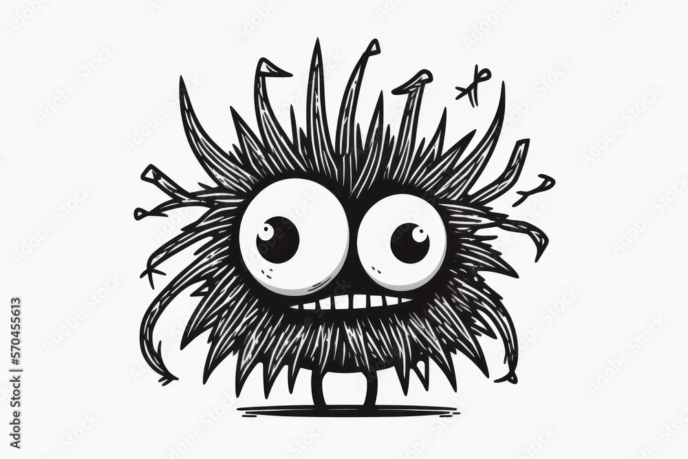 Adorable little monster creature, black and white character, generative ai