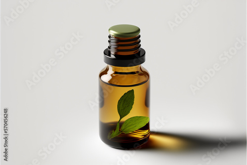 Essential mint oil in a bottle