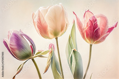 watercolor tulips, generative AI Art