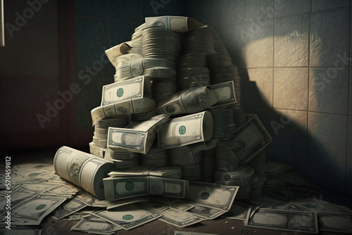 Pile of money, the greed and corruption