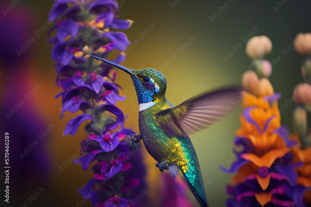 Fototapeta premium hummingbird and flower
