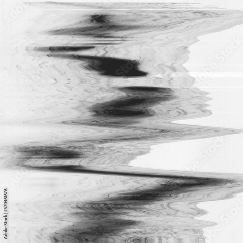 Foto Horizontal distortion of broken video image on black background, VHS effect, glitch digital color pixel noise