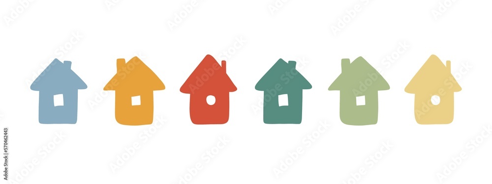 houses banner set illustration isolated on white background, diary and notebook stickers set, calendar stickers houses banner set illustration isolated on white background, diary and notebook stickers set, calendar stickers