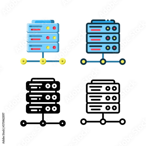 Network server icon. With outline, glyph, filled outline and flat styles