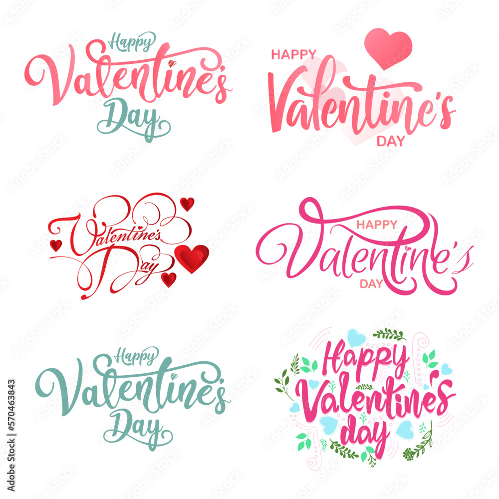Vector lettering set for valentines day. Handdrawn unique calligraphy for greeting cards, mugs, t-shirts, social media or etc.