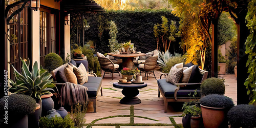 Modern back patio - garden and backyard with seating and place to entertain and cook