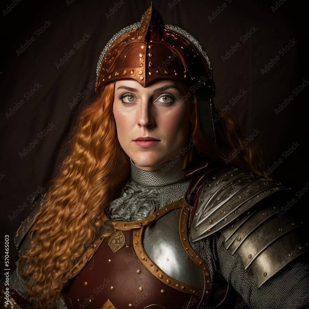 Hellenic Germanic Saxon Warrior Woman, AI Generated Portrait of a ...