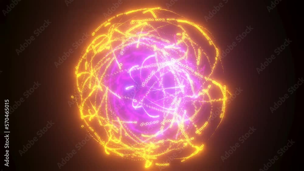Abstract motion graphic of pink and yellow balls in motion move on a dark background theme. Abstract motion graphic of pink and yellow balls in motion move on a dark background theme.