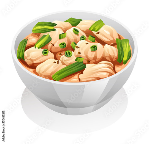 Chinese wonton soup vector illustration photo