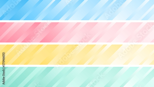カラフルなグラデーションの斜めストライプ横長バナー背景セット