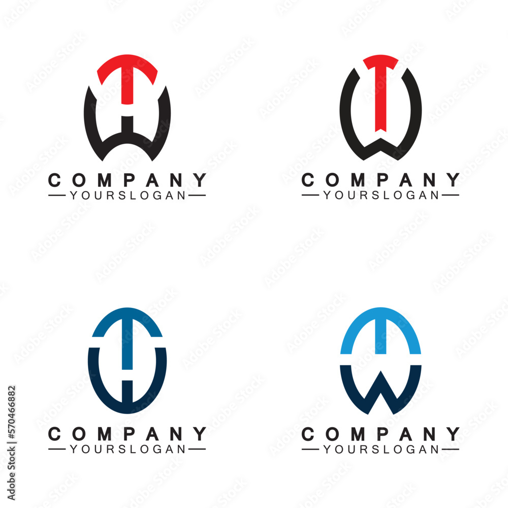 Initial letter wt logo or tw logo vector design template