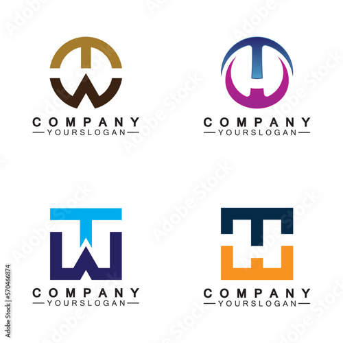 Initial letter wt logo or tw logo vector design template