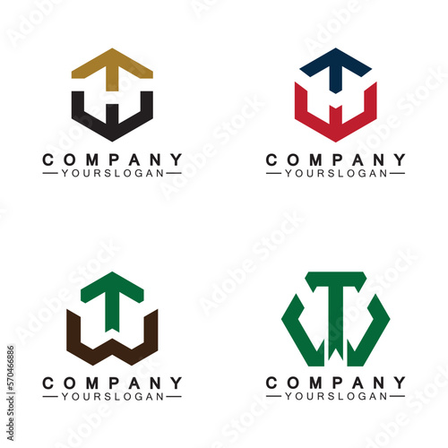 Initial letter wt logo or tw logo vector design template