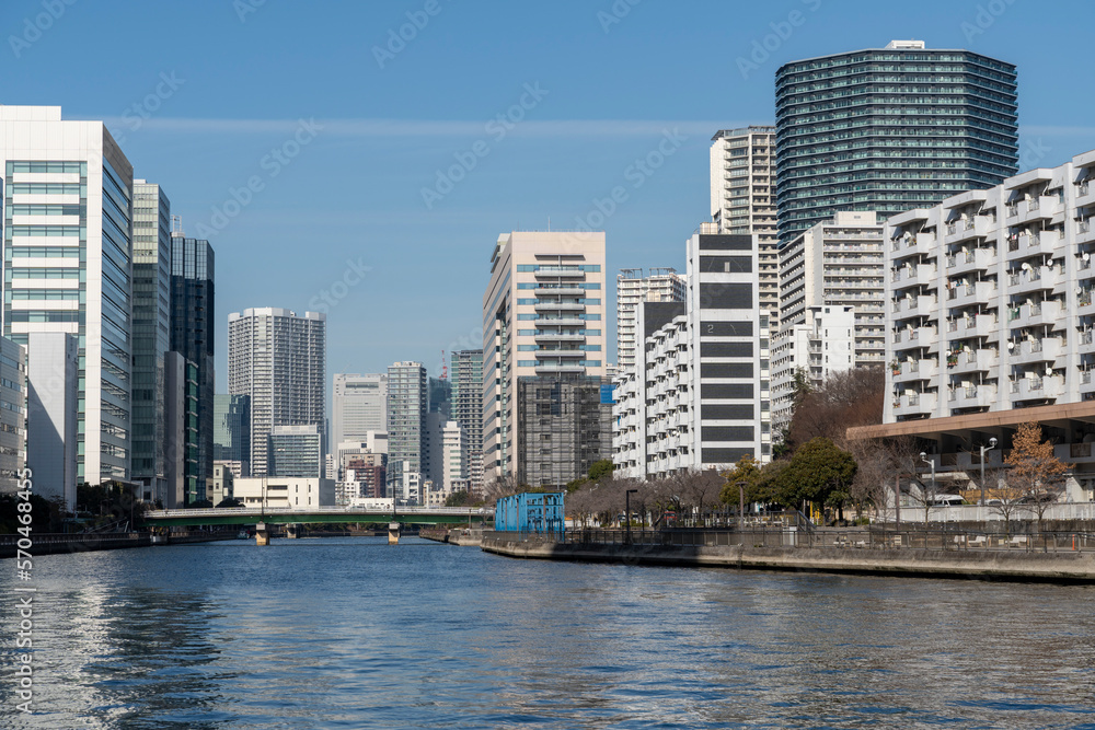 東京品川，天王洲　運河のある街の風景