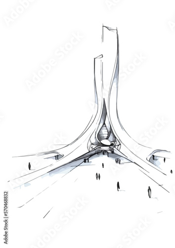 Architecture of modern house. architecture drawing Building exterior of contemporary villa. Private real estate. Colored flat graphic vector illustration isometric building on background
