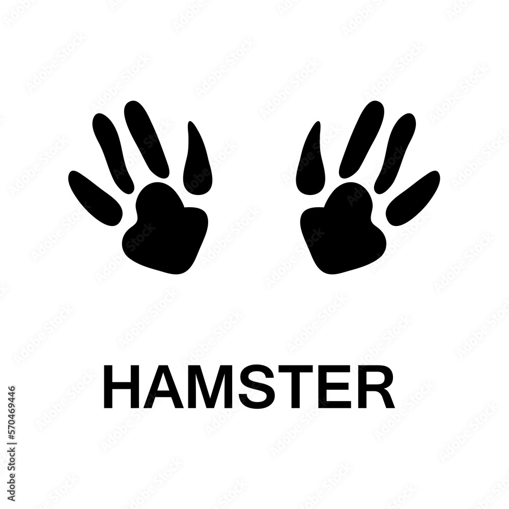 hamster foot print, animal paw print illustration on white background..eps