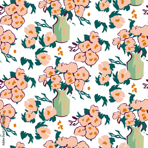 Vector Matisse Organic Floral Shapes Seamless Patterns Citrus Flowers Bloom Apples