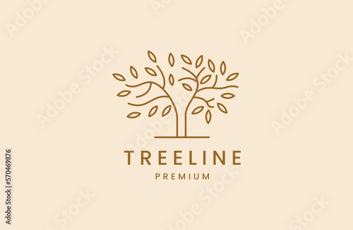 linear vector tree logo icon design. Universal luxury symbol of a premium solid.