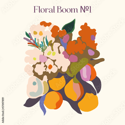 Vector Matisse Organic Floral Shapes Citrus Flowers Bloom Apples Flowers Bridal Bouquet Poster Trends