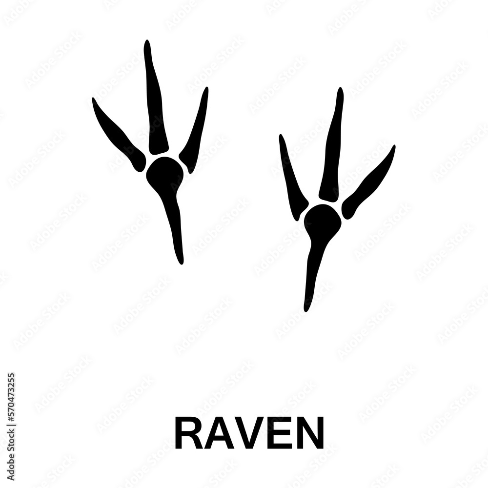 raven foot print, animal paw print vector trendy style on white background..eps