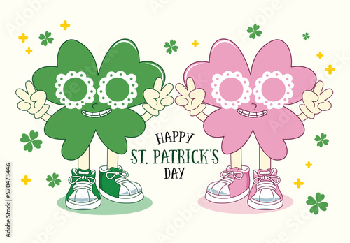 Couple clover charater cartoon vector
