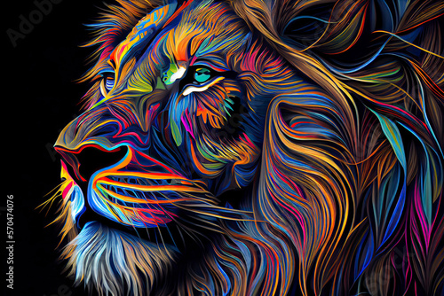 Colorful lion to print on t-shirt