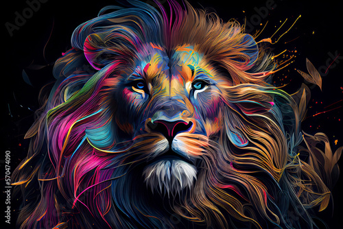 Colorful lion to print on t-shirt photo