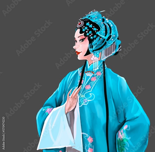 Chinese style, national tide, national quintessence, Peking Opera, Sichuan Opera, Huangmei Opera, opera characters, facial makeup, hand-painted illustrations photo