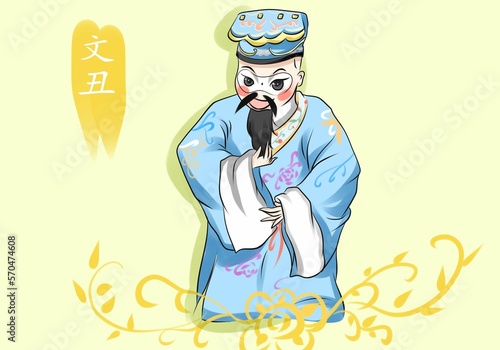 Chinese style, national tide, national quintessence, Peking Opera, Sichuan Opera, Huangmei Opera, opera characters, facial makeup, hand-painted illustrations photo