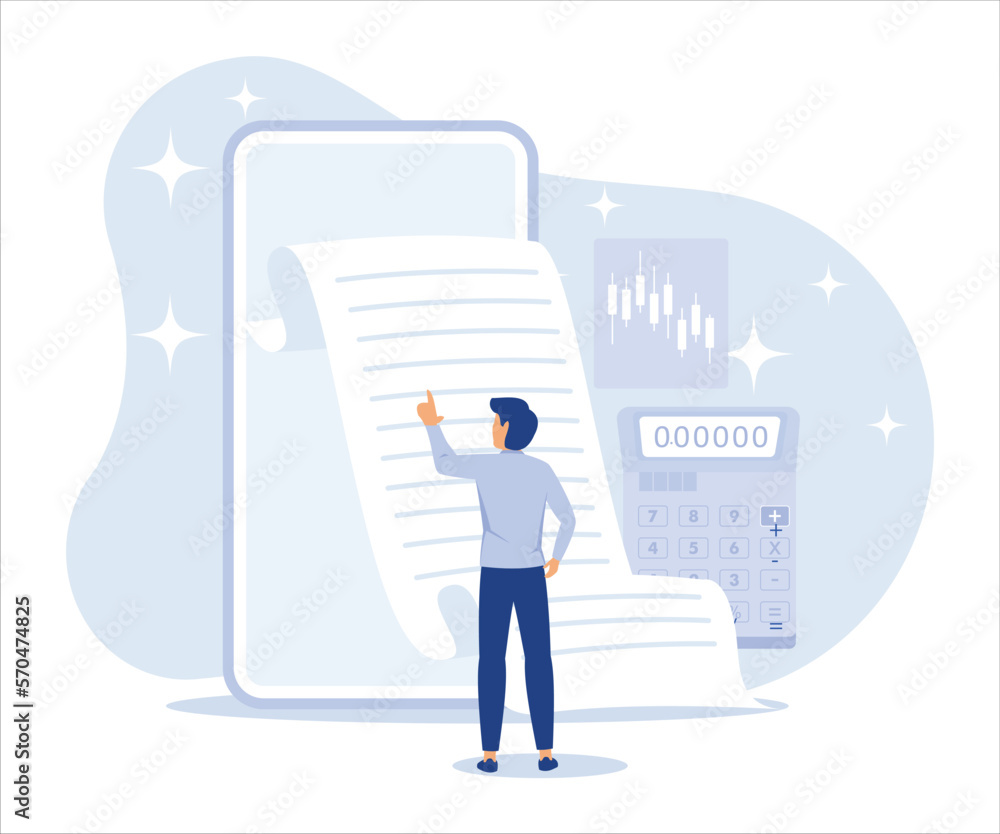 Various Finance Icons. People Calculating Long Bill or Invoice Online, Breaking Piggy Bank to Open, Studying Finance with Tutor. Savings and Managing Finance Concept.flat vector modern illustration Various Finance Icons. People Calculating Long Bill or Invoice Online, Breaking Piggy Bank to Open, Studying Finance with Tutor. Savings and Managing Finance Concept.flat vector modern illustration