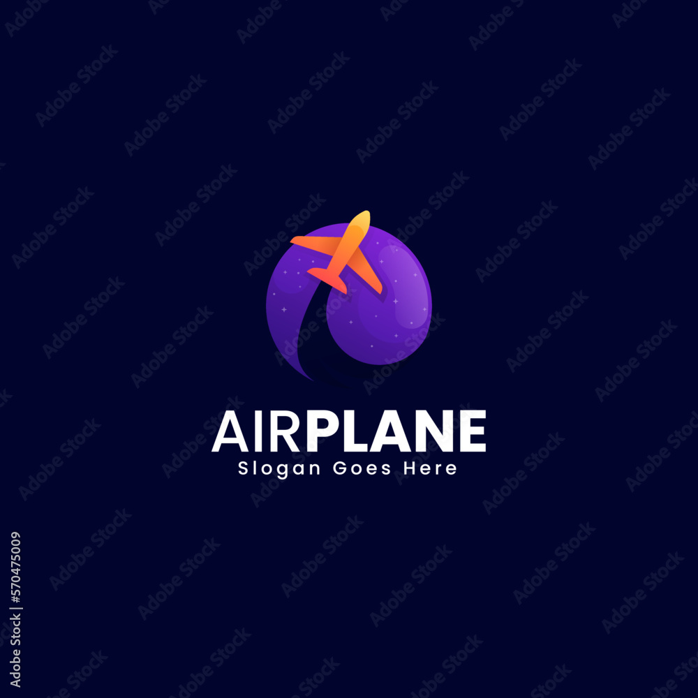 Naklejka premium Vector Logo Illustration Airplane Gradient Colorful Style.