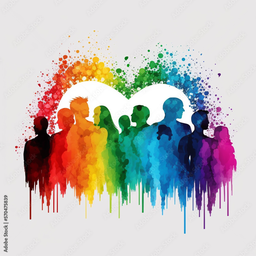 Fototapeta premium LGBT, pride month ,Rainbow Heart Love LGBT Generative AI