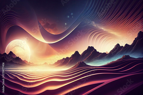 Psychic Waves background. Futuristic technology landscape background